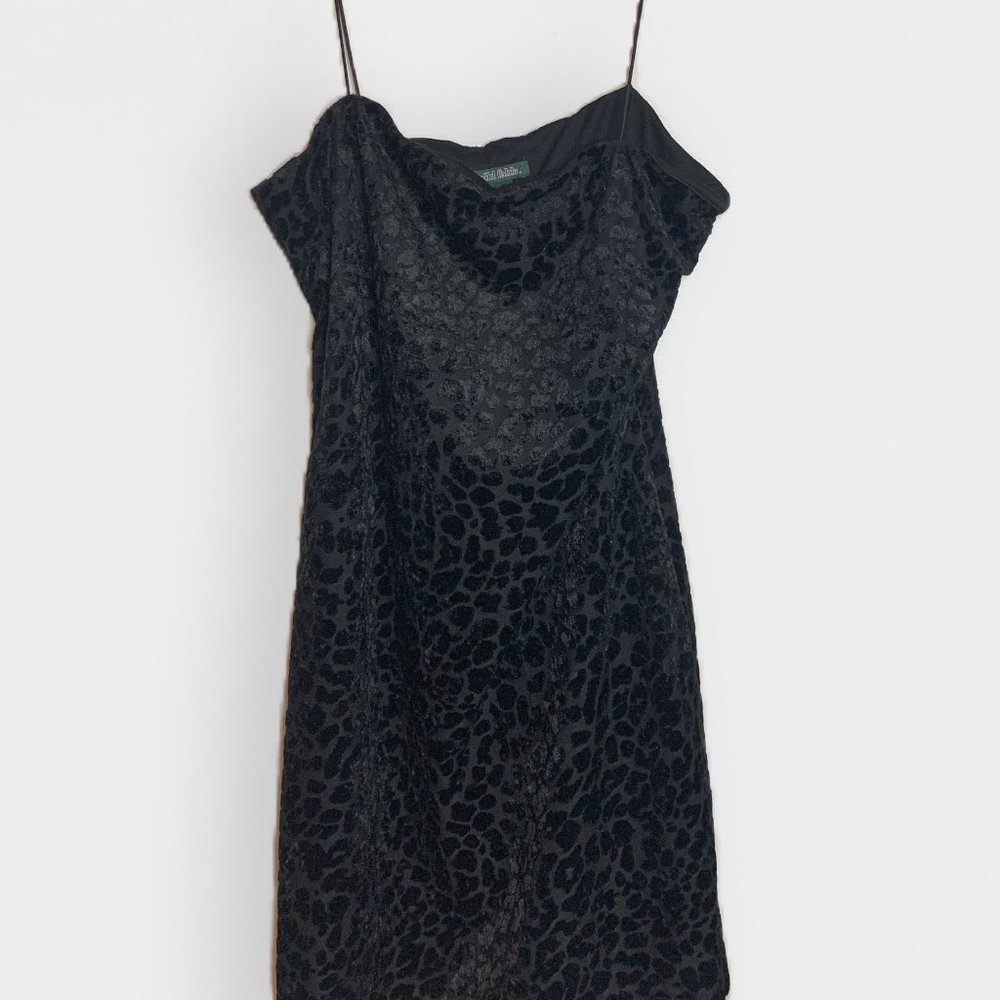 Wild Fable Black Velvet Leopard Print Mini Dress